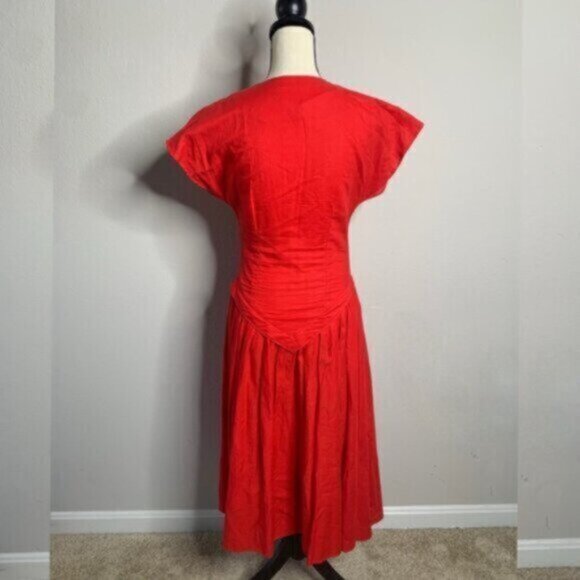 Allegra Red Vintage Midi/Maxi Cap Sleeve Dress - Picture 7 of 15